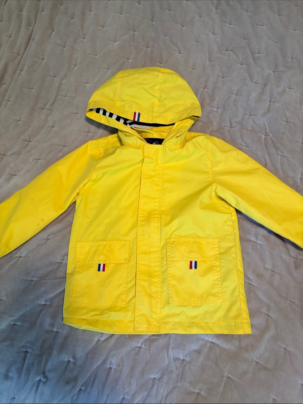 Kids Yellow Hooded Rain Jacket